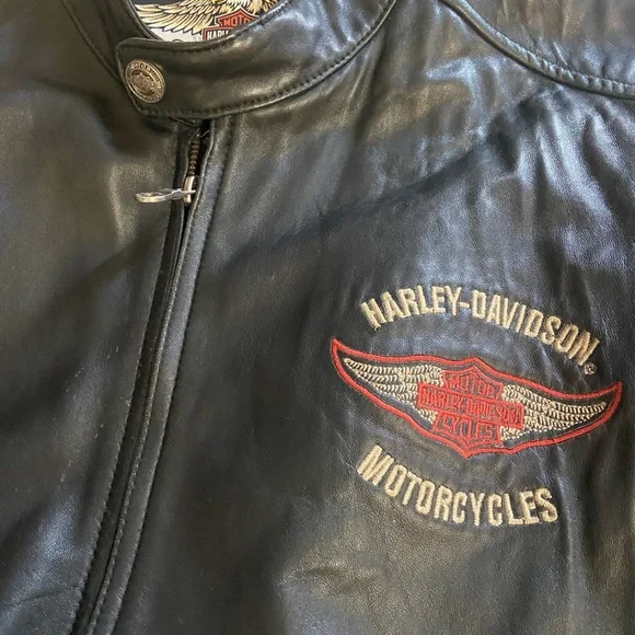 Harley-Davidson Sz L Men’s Black Leather Winged Jacket - Picture 5 of 15